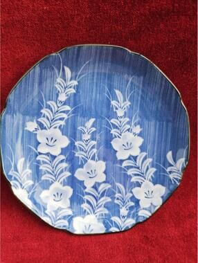 Vintage Japanese "Kaun" Blue & White Floral Plate